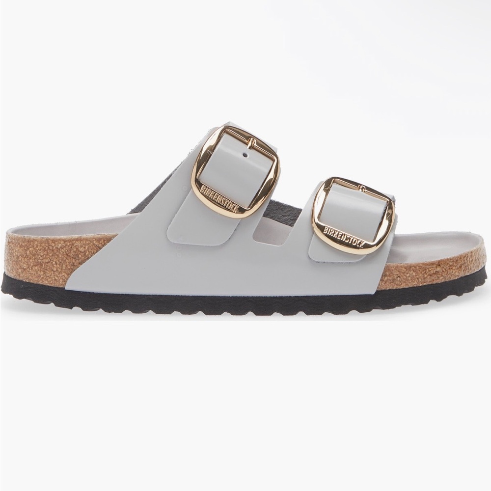 New Birkenstock leather Gray Sandals with big Buckles made in Germany size 41/10